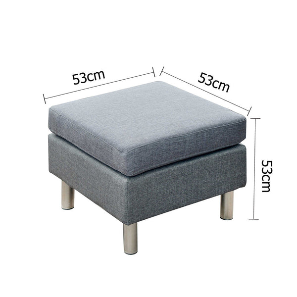 4 Seater Linen Fabric Sofa Couch w/ ottoman Grey