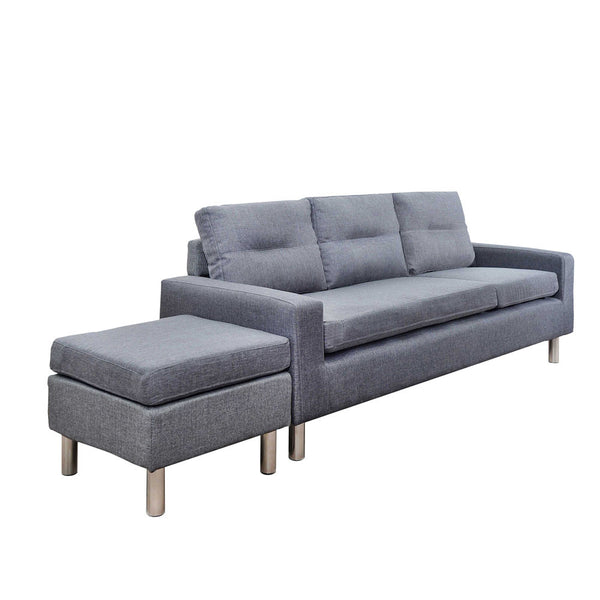 4 Seater Linen Fabric Sofa Couch w/ ottoman Grey
