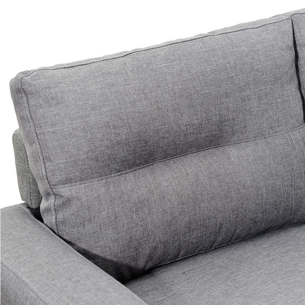 4 Seater Linen Fabric Sofa Couch w/ ottoman Grey