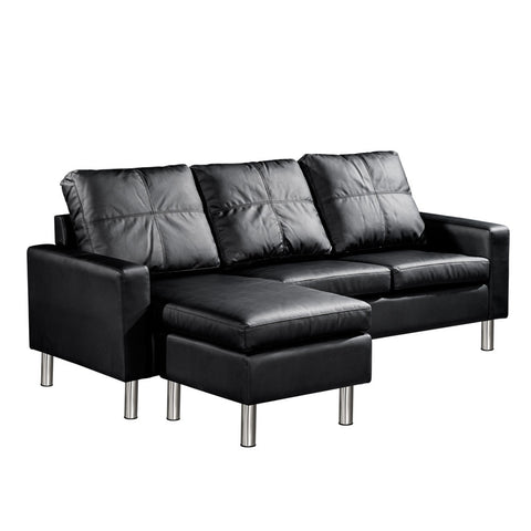 4 Seater PU Leather Sofa Modular Lounge Suite Black