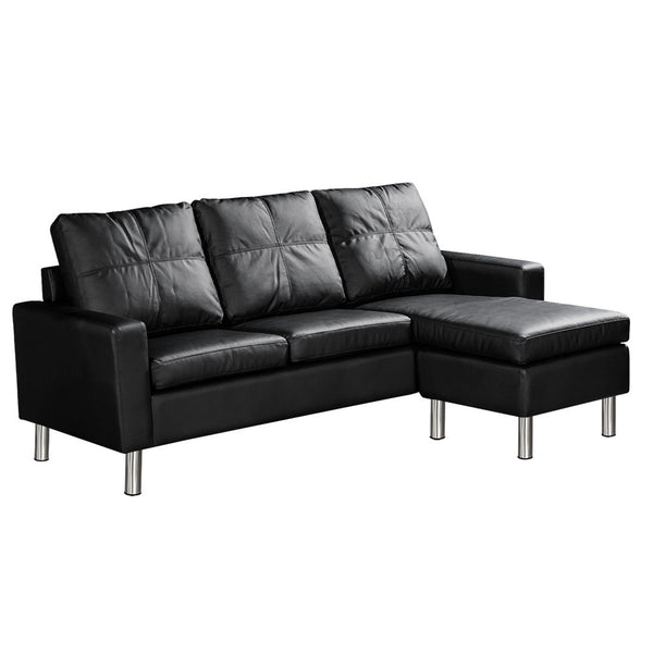 4 Seater PU Leather Sofa Modular Lounge Suite Black