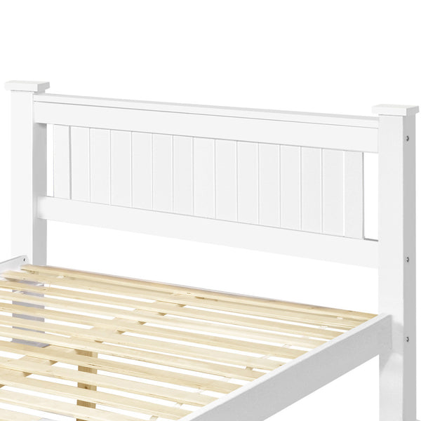 Wooden Bed Frame Pine Wood Double White