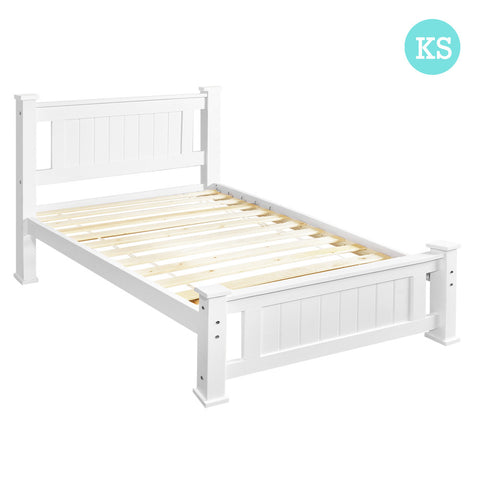 Wooden Bed Frame Pine Wood King Single White