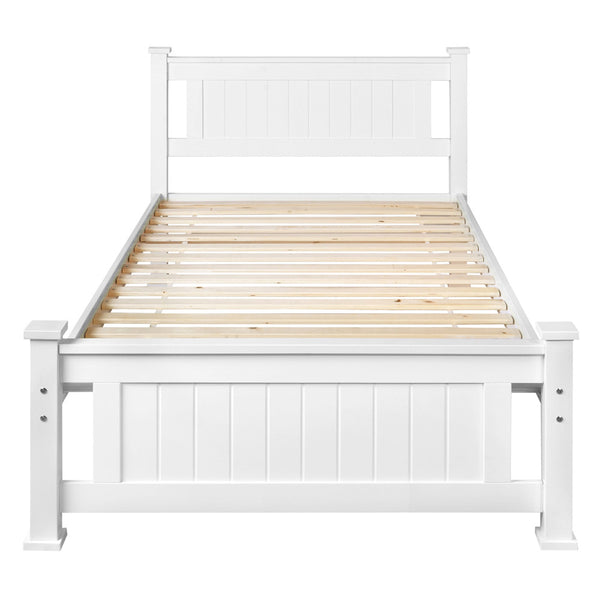 Wooden Bed Frame Pine Wood King Single White