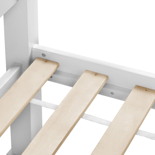 Wooden Bed Frame Pine Wood Queen White