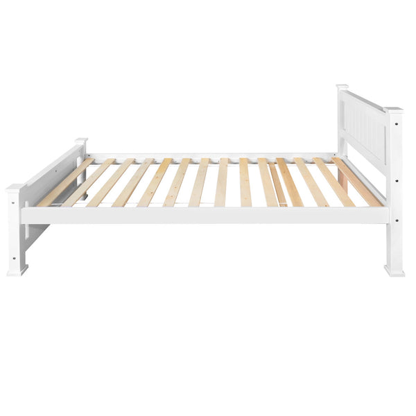 Wooden Bed Frame Pine Wood Single White