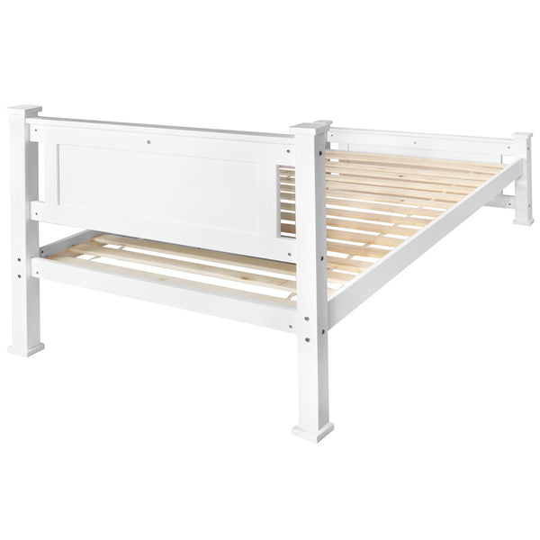 Wooden Bed Frame Pine Wood Single White