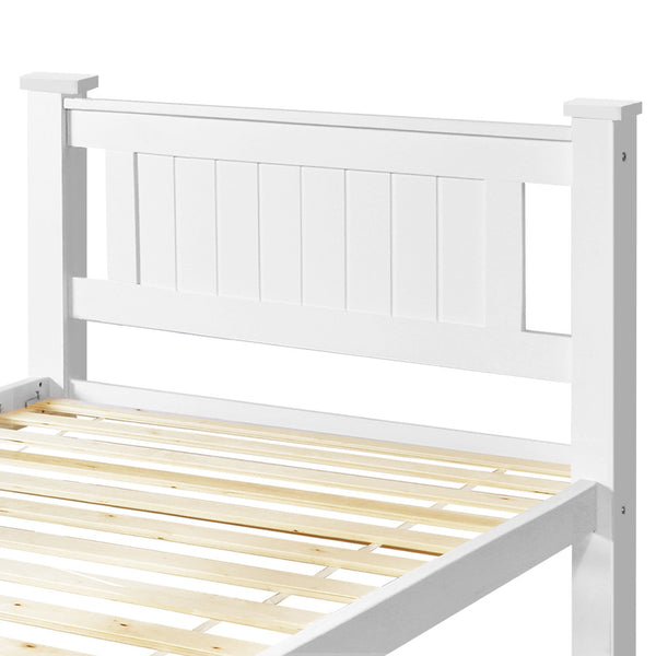 Wooden Bed Frame Pine Wood Single White