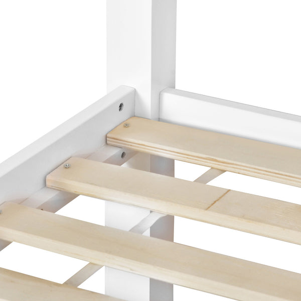 Wooden Bed Frame Pine Wood Single White