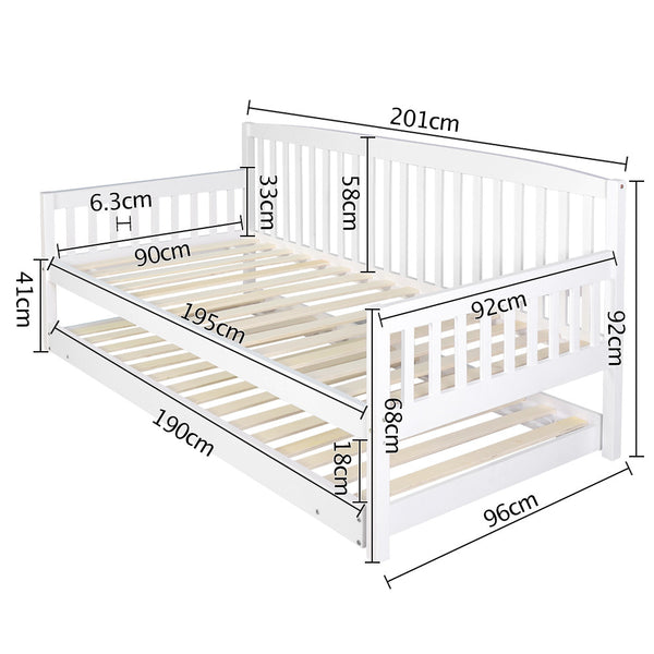 Wooden Sofa Bed Frame Single White