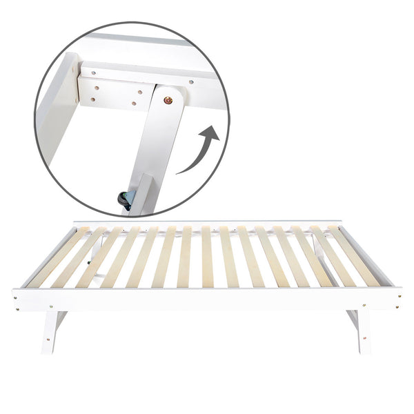 Wooden Sofa Bed Frame Single White