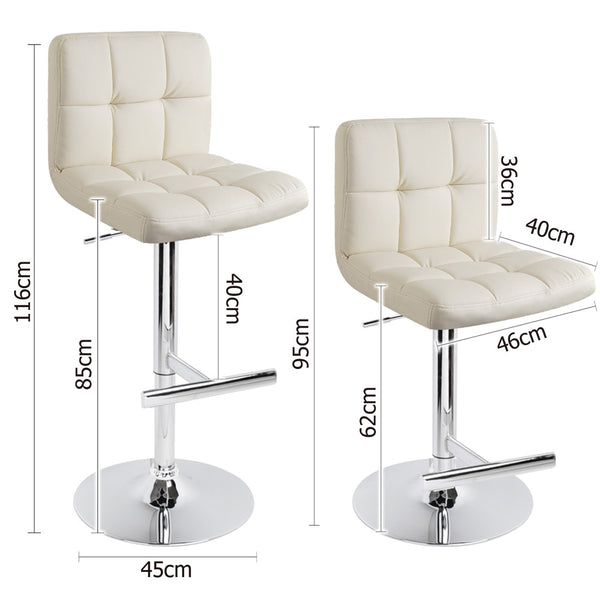 Set of 2 PU Leather Kitchen Bar Stool Beige