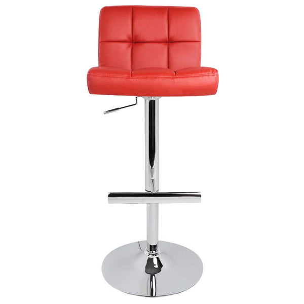 Set of 2 PU Leather Kitchen Bar Stool Red