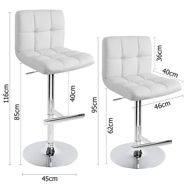 Set of 2 PU Leather Kitchen Bar Stool White