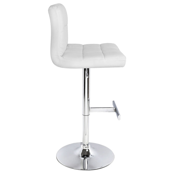 Set of 2 PU Leather Kitchen Bar Stool White