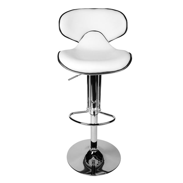Set of 2 PU Leather Kitchen Bar Stool White