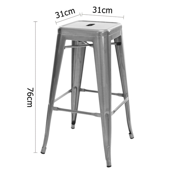Set of 2 Steel Kitchen Bar Stool 76cm Metallic