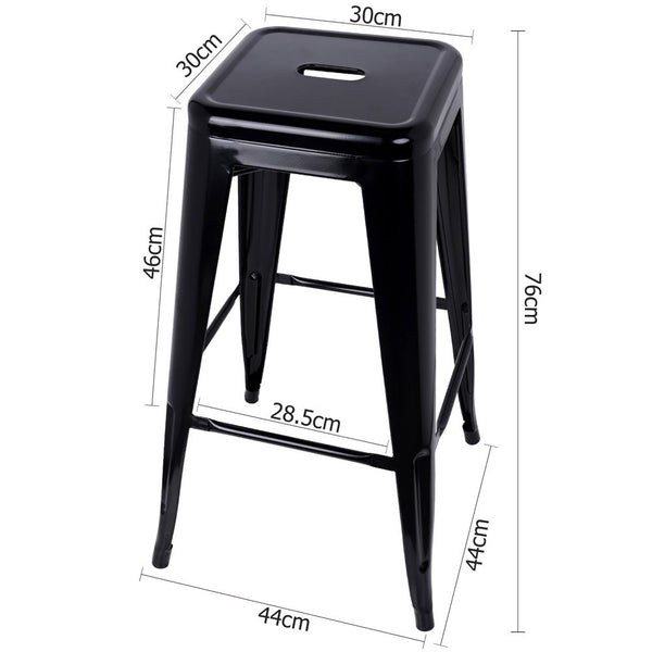 Set of 2 Steel Kitchen Bar Stool 76cm Black