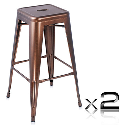 Set of 2 Steel Kitchen Bar Stool 76cm Bronze