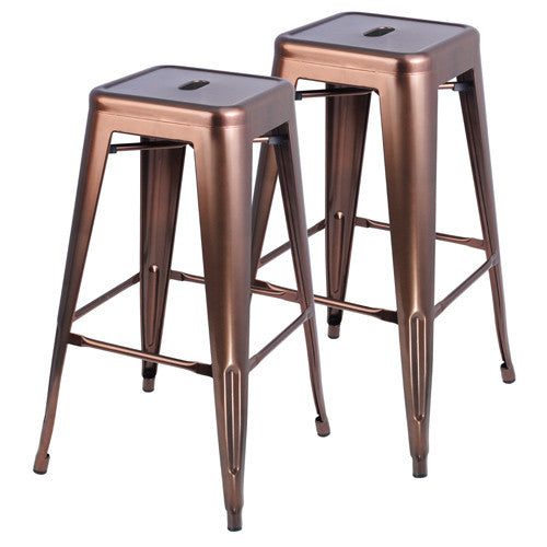 Set of 2 Steel Kitchen Bar Stool 76cm Bronze