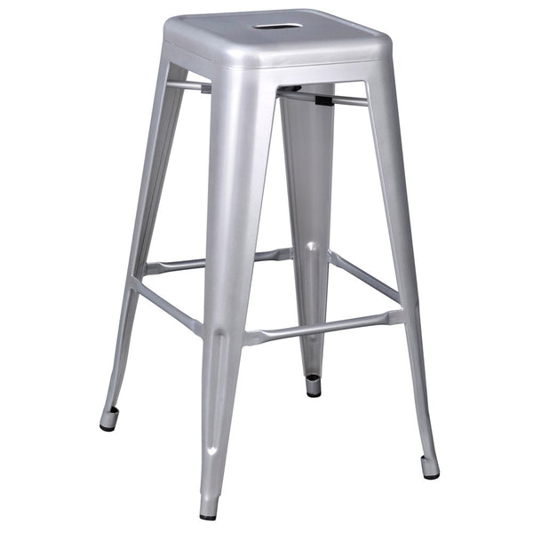 Set of 2 Steel Kitchen Bar Stool 76cm Metallic Silver