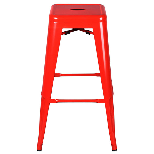 Set of 2 Steel Kitchen Bar Stool 76cm Red