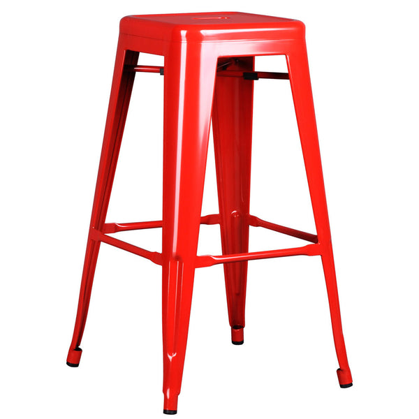 Set of 2 Steel Kitchen Bar Stool 76cm Red