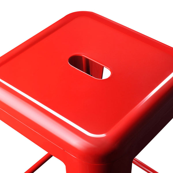 Set of 2 Steel Kitchen Bar Stool 76cm Red