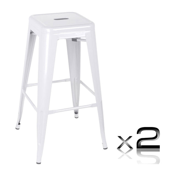 Set of 2 Steel Kitchen Bar Stool 76cm White