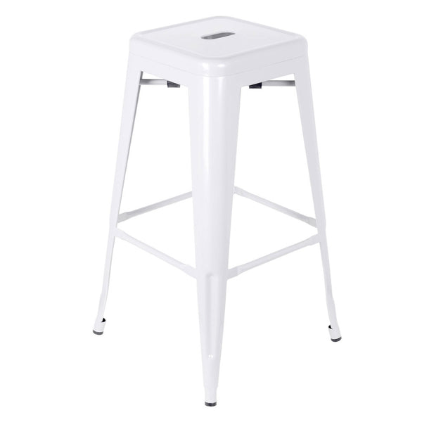 Set of 2 Steel Kitchen Bar Stool 76cm White