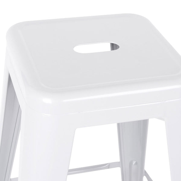 Set of 2 Steel Kitchen Bar Stool 76cm White