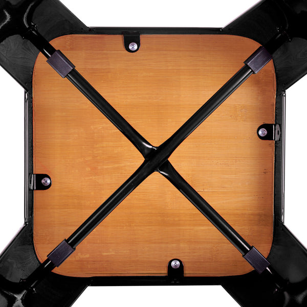 Set of 2 Replica Tolix Bar Stool Bamboo Seat 76cm Black
