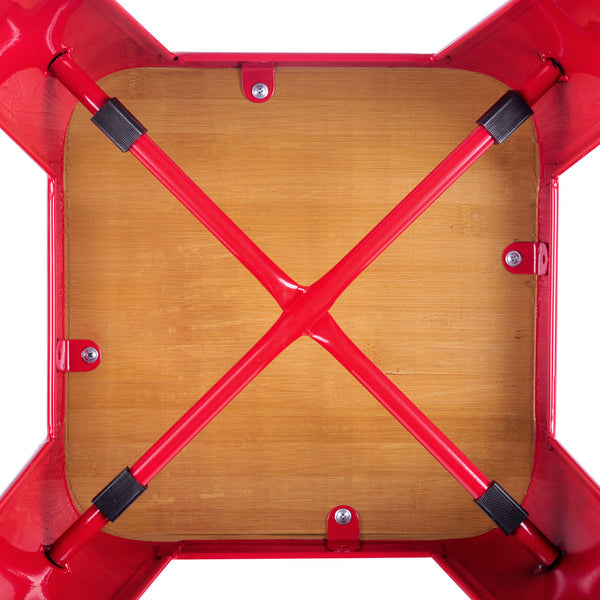 Set of 2 Replica Tolix Bar Stool Bamboo Seat 76cm Red