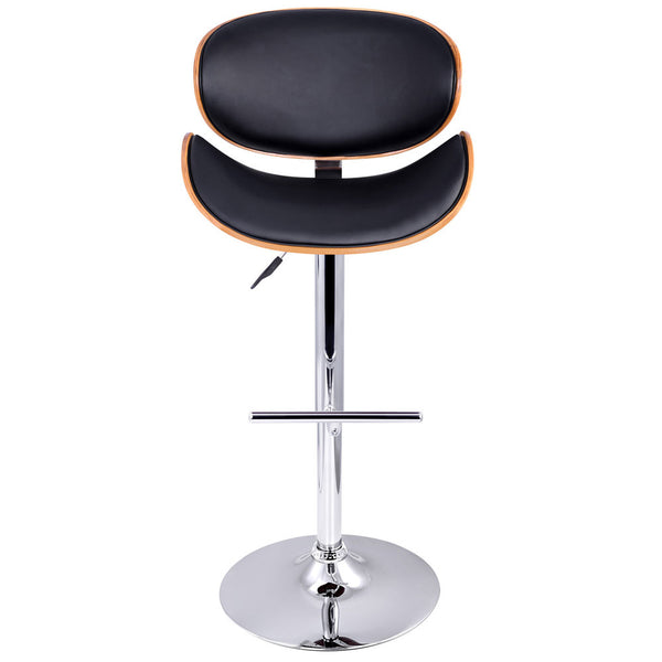 Set of 2 Wooden Kitchen Bar Stool Padded Seat Black