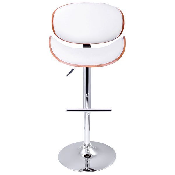 Set of 2 Wooden Kitchen Bar Stool Padded Seat White