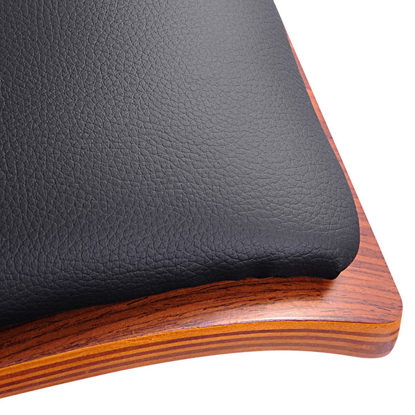 Set of 2 PU Leather Wooden Kitchen Bar Stool Padded Seat Black