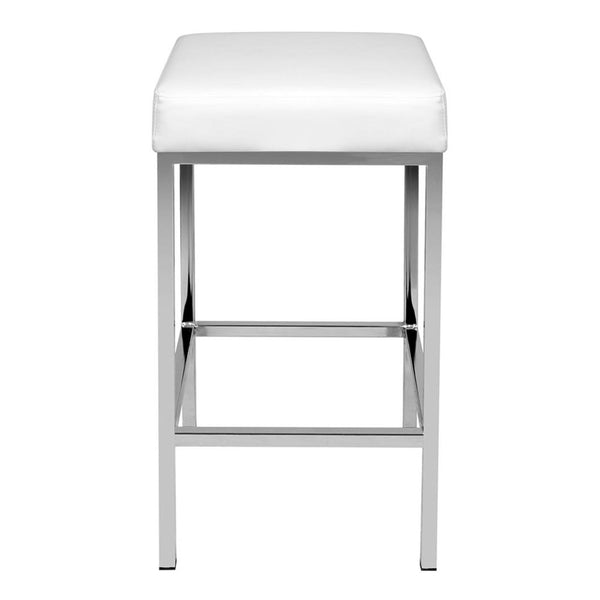 Set of 2 PU Leather Kitchen Bar Stool White
