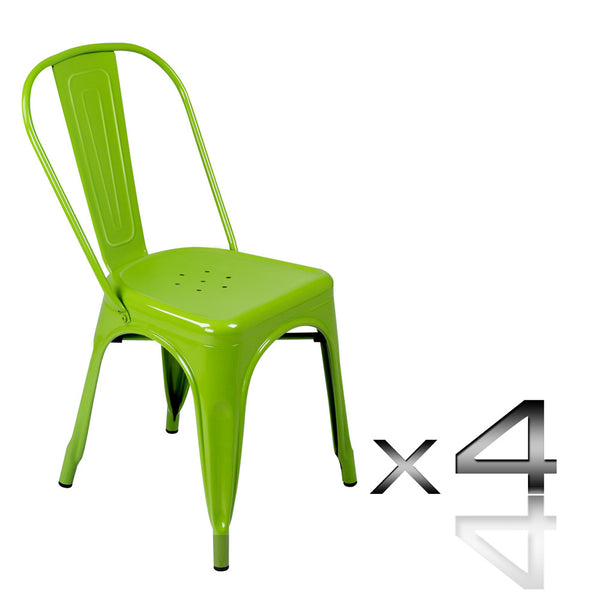 Set of 4 Replica Tolix Dining Metal Chair Gloss Green