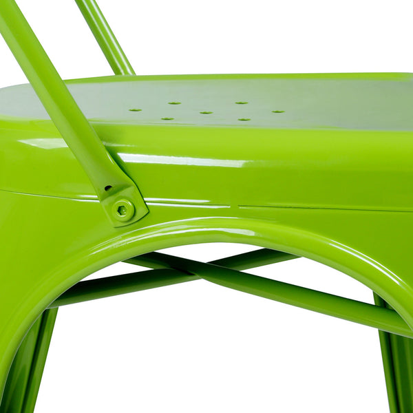 Set of 4 Replica Tolix Dining Metal Chair Gloss Green
