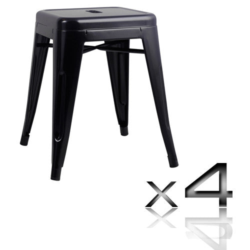 Set of 4 Replica Tolix Kitchen Bar Stool 46cm Black
