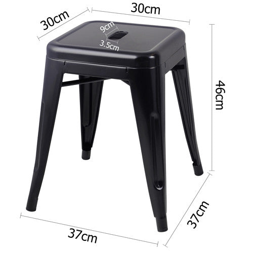 Set of 4 Replica Tolix Kitchen Bar Stool 46cm Black