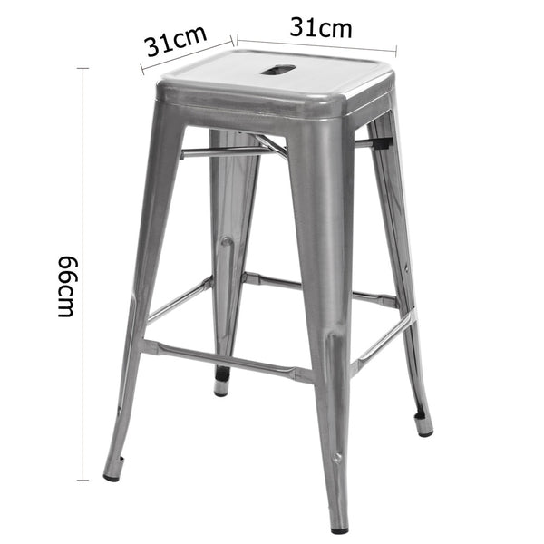 Set of 4 Replica Tolix Kitchen Bar Stool 66cm Metallic