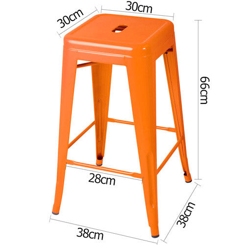 Set of 4 Replica Tolix Kitchen Bar Stool 66cm Orange