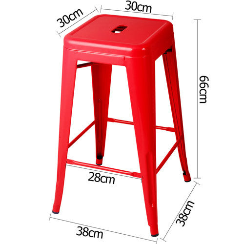 Set of 4 Replica Tolix Kitchen Bar Stool 66cm Red