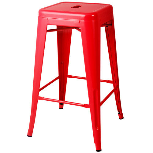 Set of 4 Replica Tolix Kitchen Bar Stool 66cm Red