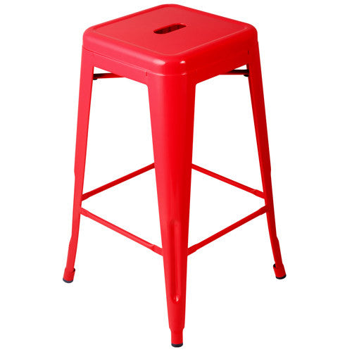 Set of 4 Replica Tolix Kitchen Bar Stool 66cm Red