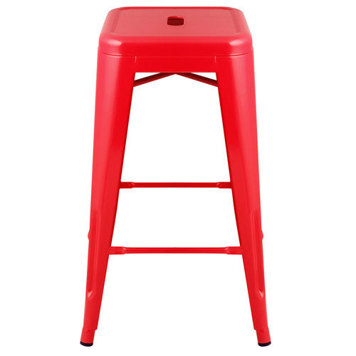 Set of 4 Replica Tolix Kitchen Bar Stool 66cm Red