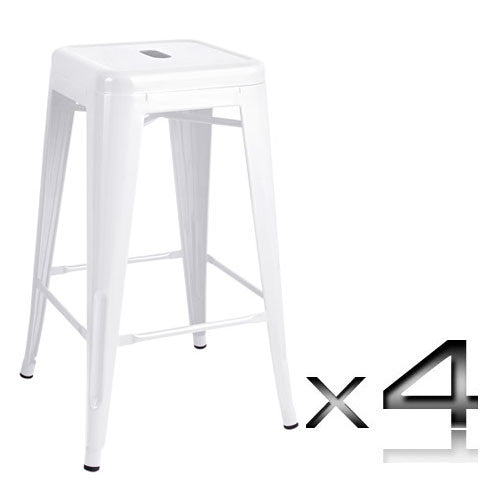 Set of 4 Replica Tolix Kitchen Bar Stool 66cm White