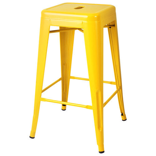 Set of 4 Replica Tolix Kitchen Bar Stool 66cm Yellow