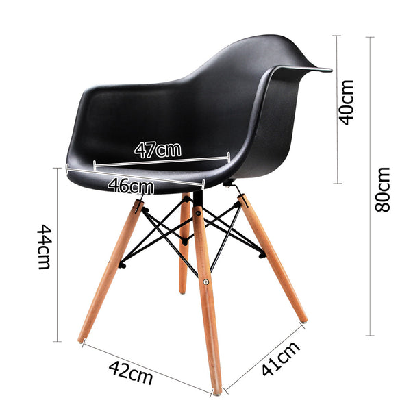Set of 2 Replica Eames Cafe Chairs Beech Black